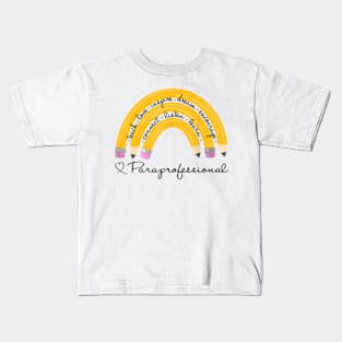 Teach Love Inspire Rainbow Pencil Paraprofessional Back To School Kids T-Shirt